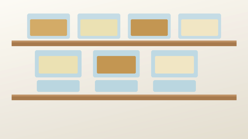 Clear stackable pantry bins organizing deep rental cupboard shelves with dry goods zones