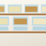 Clear stackable pantry bins organizing deep rental cupboard shelves with dry goods zones
