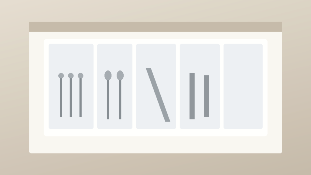 Expandable utensil drawer organizer fitting an odd-width small rental kitchen drawer