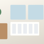 Flat lay of deposit-safe kitchen storage: mat, clear bins, expandable tray, and slim rolling cart