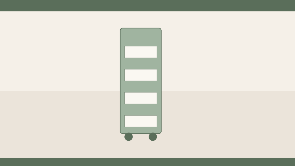 Narrow freestanding kitchen trolley with baskets in a tiny flat galley gap
