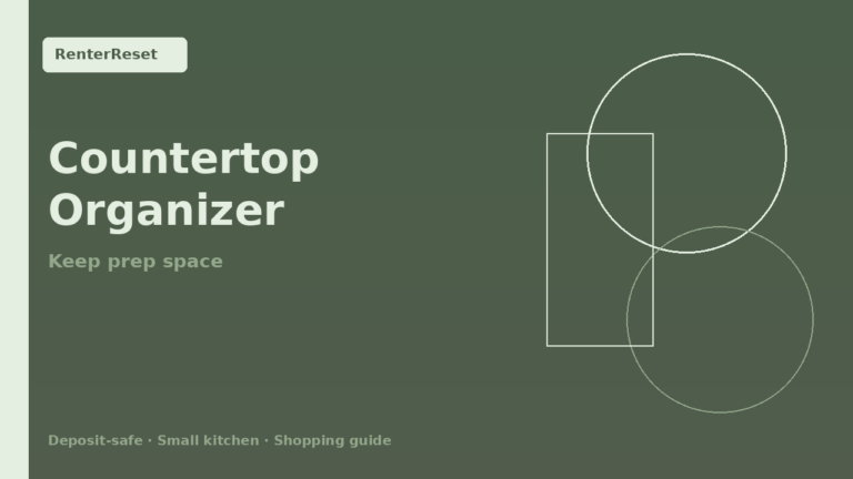 Slim countertop organizer leaving prep space in a small rental kitchen
