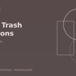 Slim trash can tucked beside cabinets in a small rental kitchen