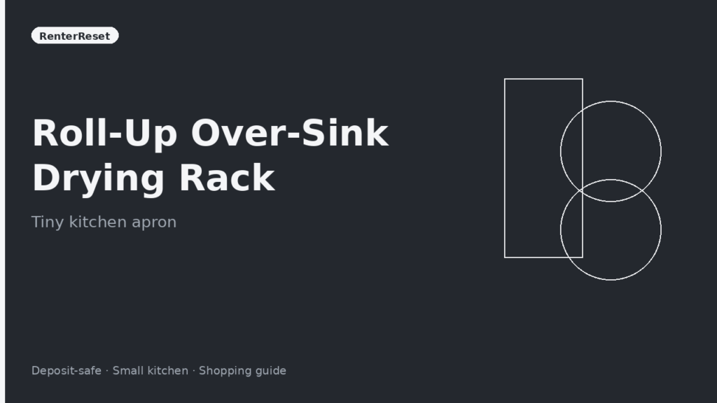 Roll-up over-sink dish drying rack spanning a tiny apartment kitchen sink