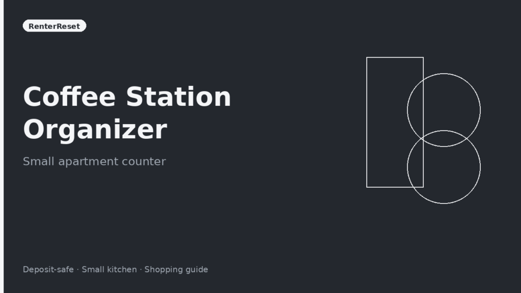 Slim coffee station organizer on a small apartment kitchen counter