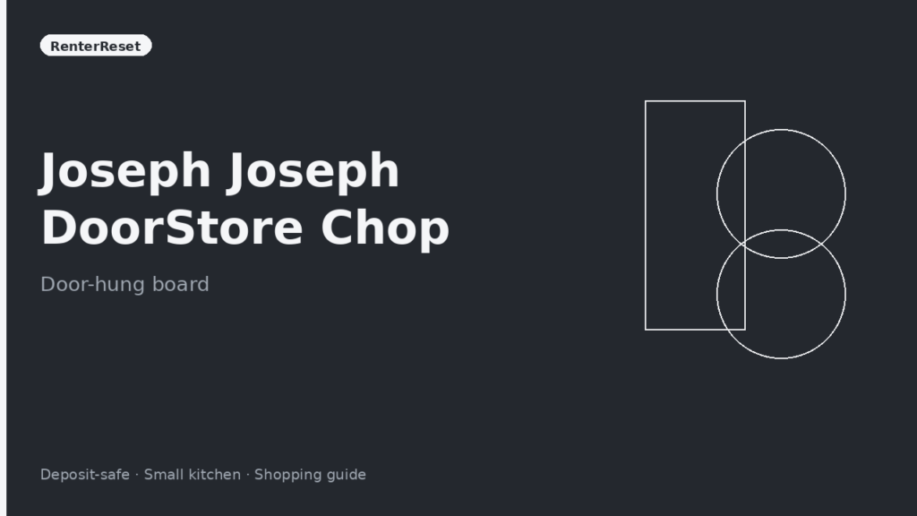Joseph Joseph DoorStore Chop hanging on a rental kitchen cabinet door