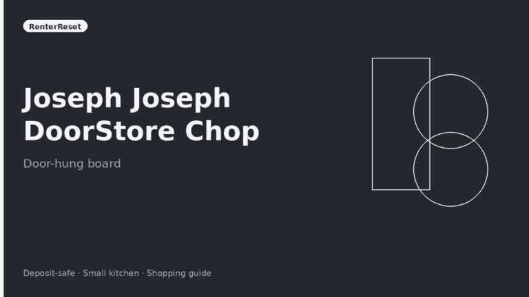 Joseph Joseph DoorStore Chop hanging on a rental kitchen cabinet door