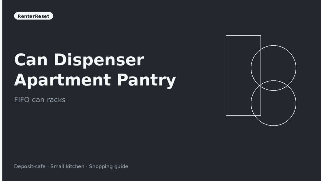 Can dispenser organizer holding soup cans on a narrow apartment pantry shelf