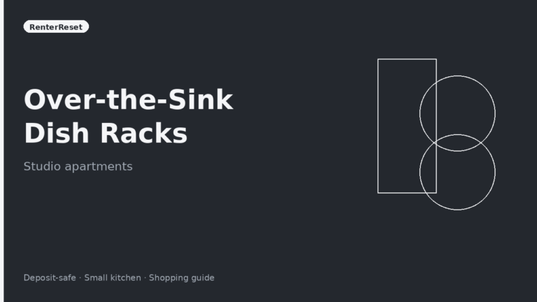 Adjustable over-the-sink dish rack spanning a studio apartment kitchen sink