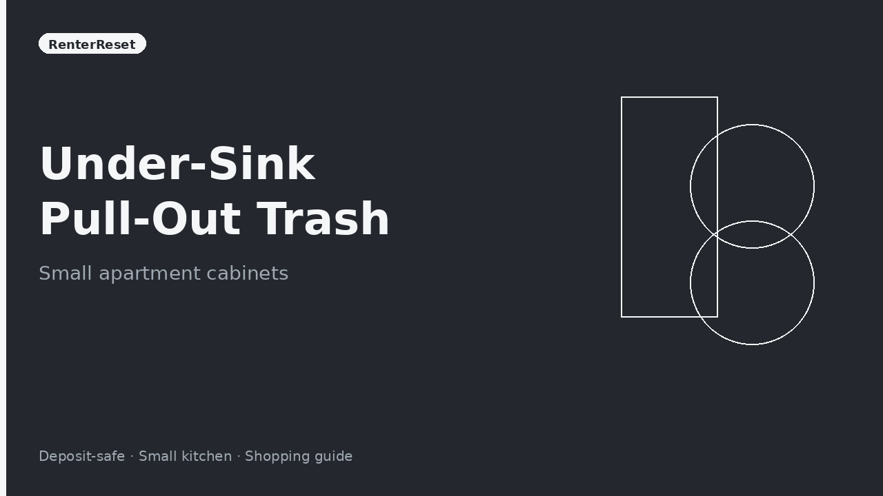 Pull-out trash can sliding from under an apartment kitchen sink around pipes