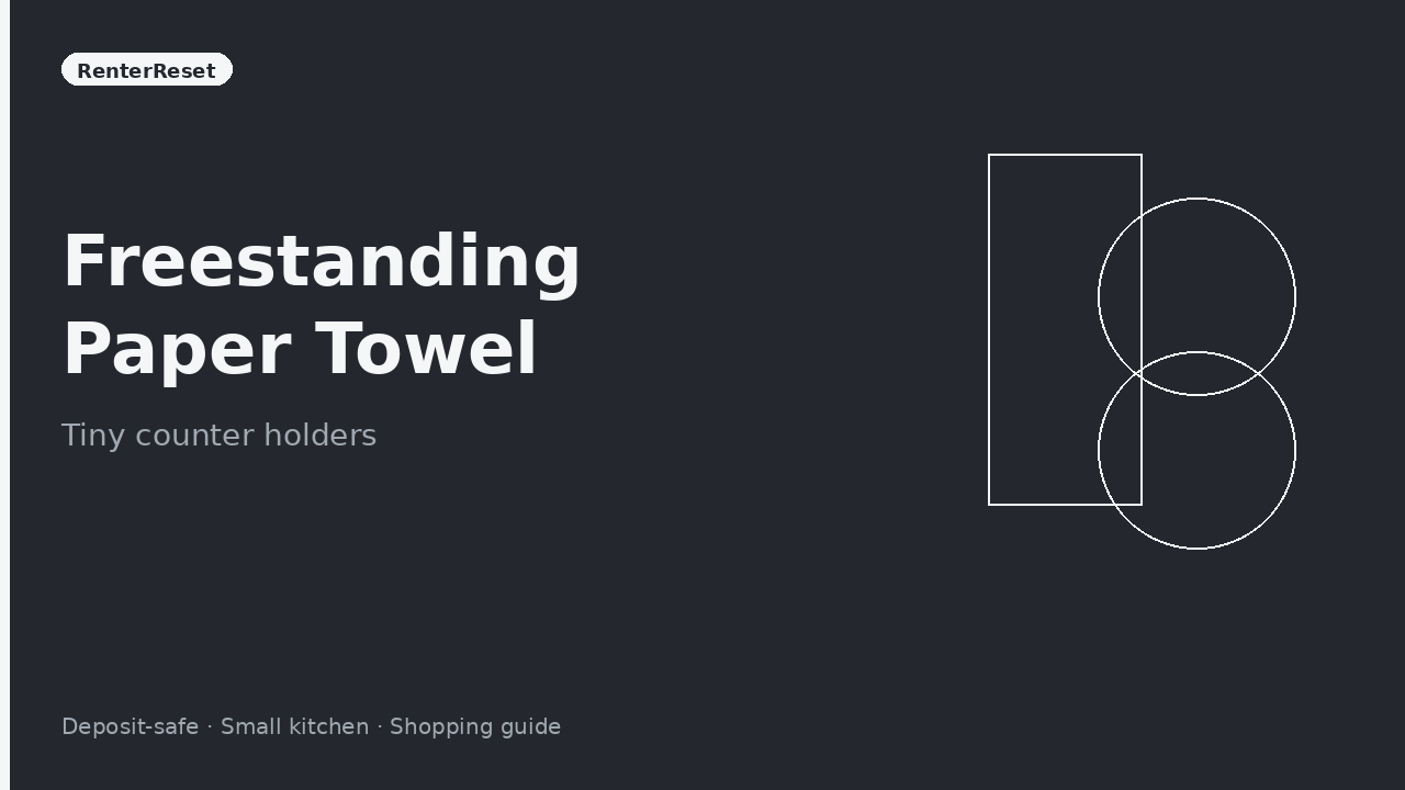 Slim freestanding paper towel holder on a tiny apartment kitchen counter