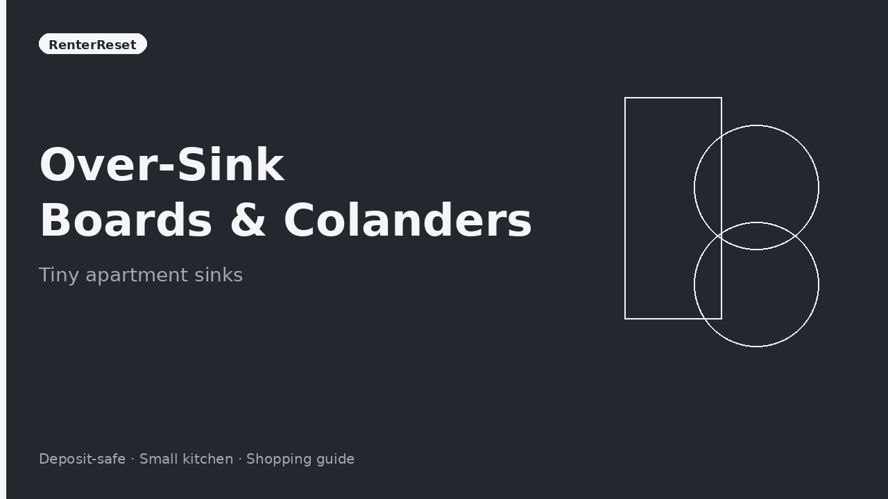 Over-the-sink cutting board with colander spanning a small apartment kitchen sink