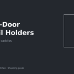 Adhesive utensil holder mounted inside a rental kitchen cabinet door