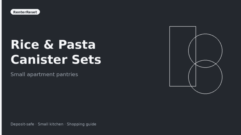 Rice and pasta canister set stacked in a small apartment pantry