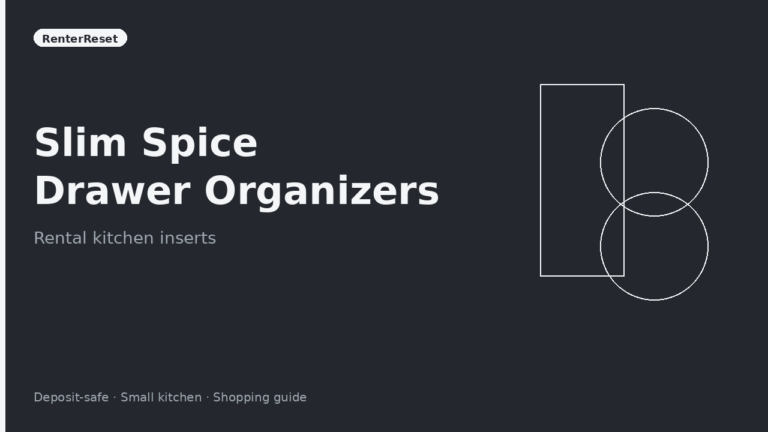 Slim spice jar drawer organizer insert in a rental kitchen drawer