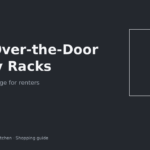 Slim over-the-door pantry rack holding cans and boxes on an apartment pantry door