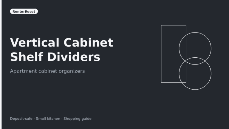 Vertical shelf divider separating cutting boards and trays in an apartment cabinet