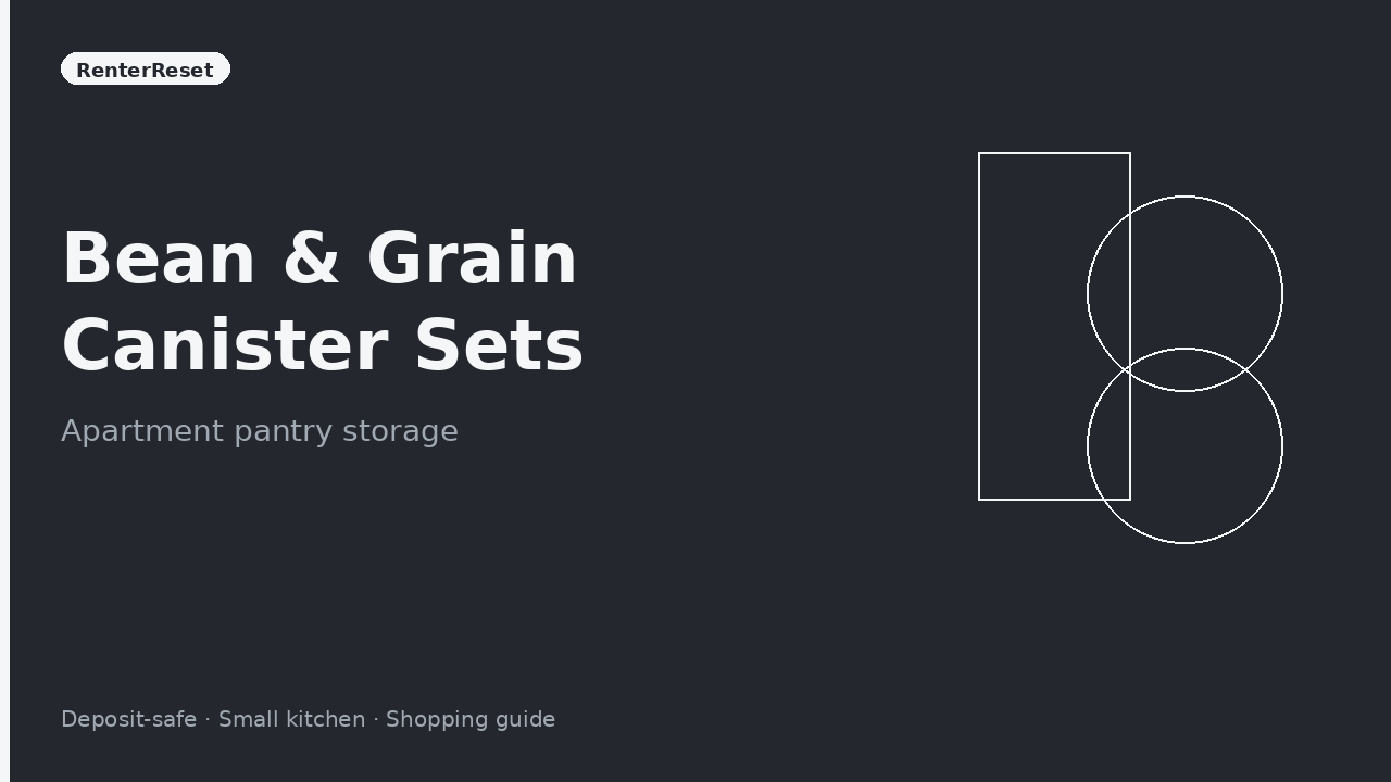 Clear canister set holding beans, lentils and grains on an apartment pantry shelf