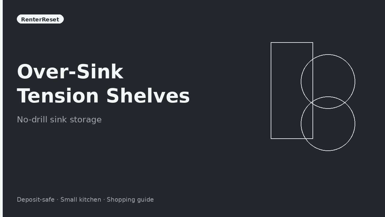 Over-sink shelf holding dish soap and plants above an apartment kitchen sink