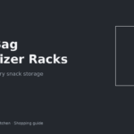 Wire chip bag organizer rack holding snack bags on an apartment pantry shelf