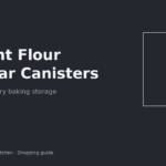 Airtight flour and sugar canisters lined up on an apartment pantry shelf