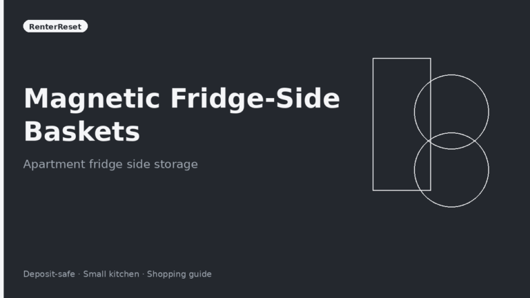 Magnetic basket holding foil and wrap on the side of an apartment fridge