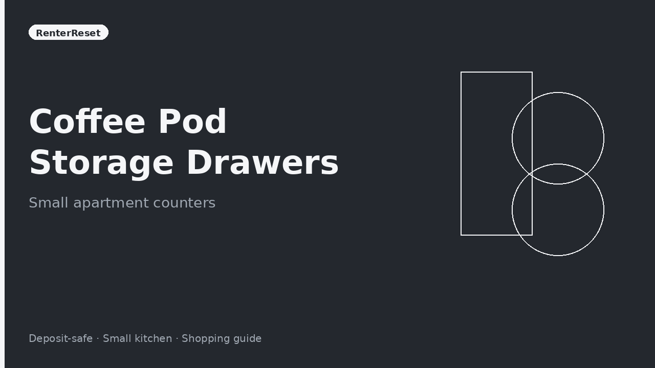 Coffee pod storage drawer sitting under a single-serve coffee maker on a small apartment counter