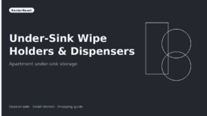 Cleaning wipe dispenser mounted inside an apartment under-sink cabinet door