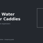 Slim water pitcher sitting in a clear caddy on an apartment fridge shelf