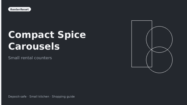 Compact rotating spice carousel on a small rental kitchen counter