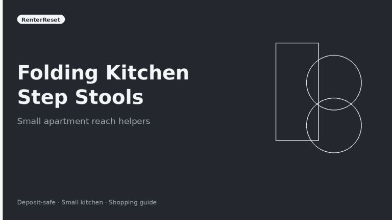 Slim folding kitchen step stool leaning beside a fridge in a small apartment