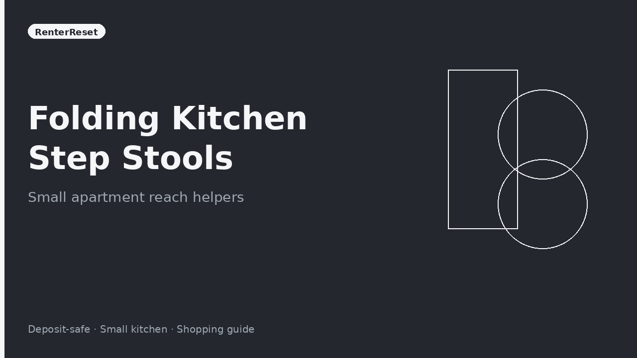 Slim folding kitchen step stool leaning beside a fridge in a small apartment