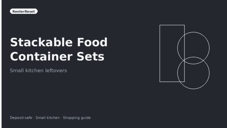 Stackable food storage container set nested in a small apartment kitchen cabinet