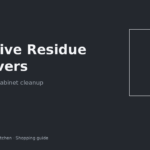 Adhesive residue remover bottle and cloth cleaning a rental kitchen cabinet door