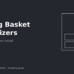 Two-tier freestanding sliding basket organizer pulled out of a rental base cabinet