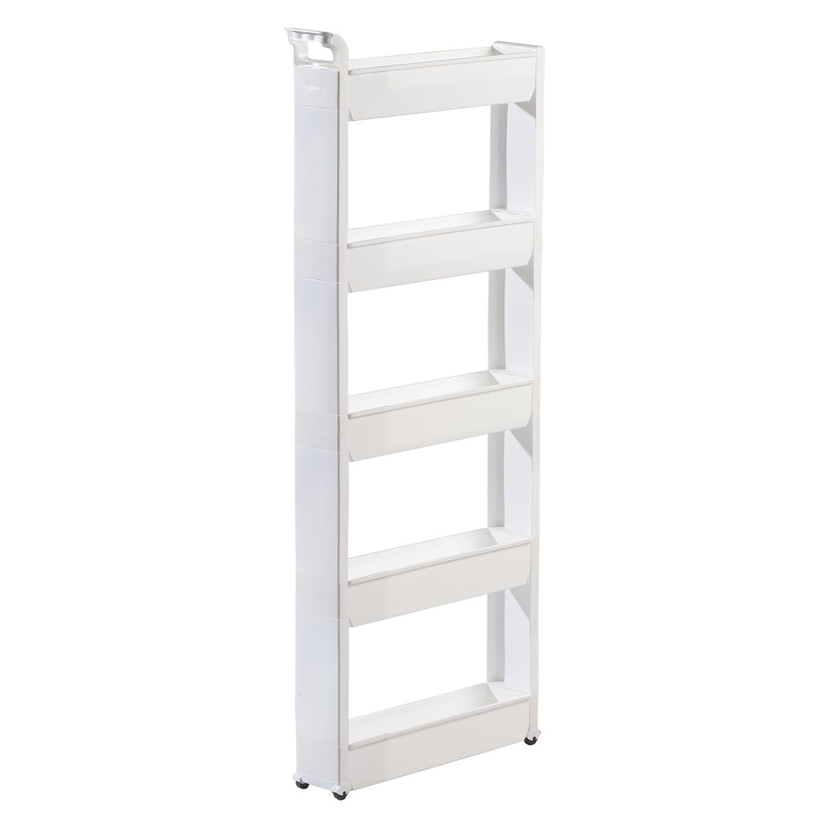 Slim 5-tier rolling cart for tight gaps for rental kitchens