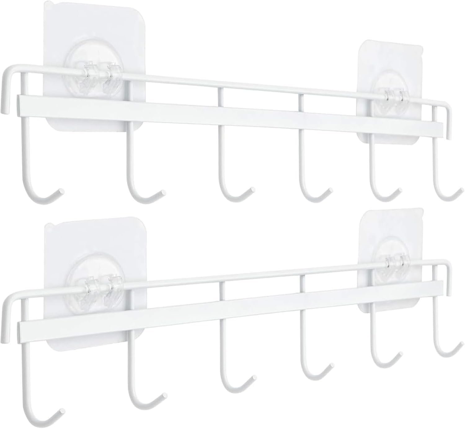 Adhesive utensil rail with hooks for rental kitchens
