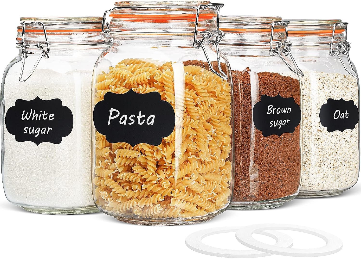 Glass jars with airtight lids for rental kitchens
