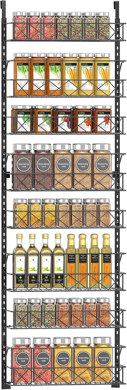 Over-door pantry organizer (6 baskets) for rental kitchens